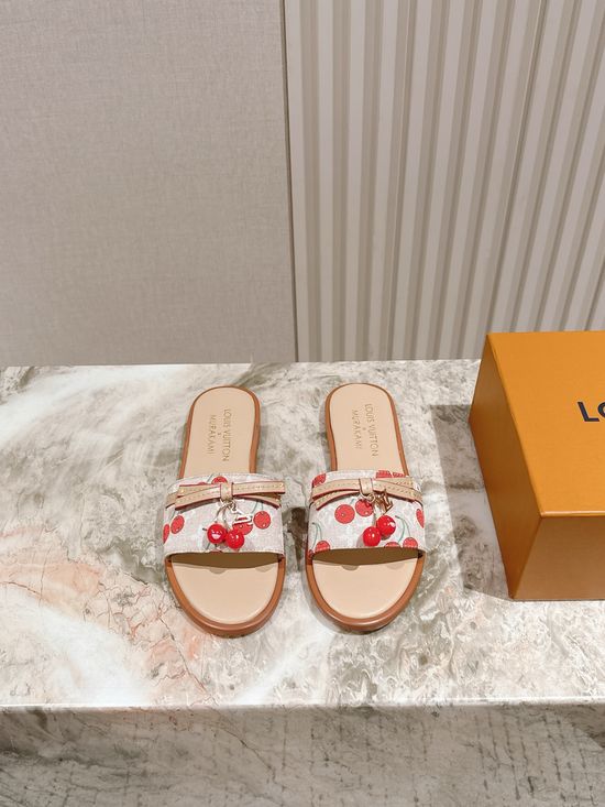 Louis Vuitton Printed Leather Comfortable Casual Flat Slides