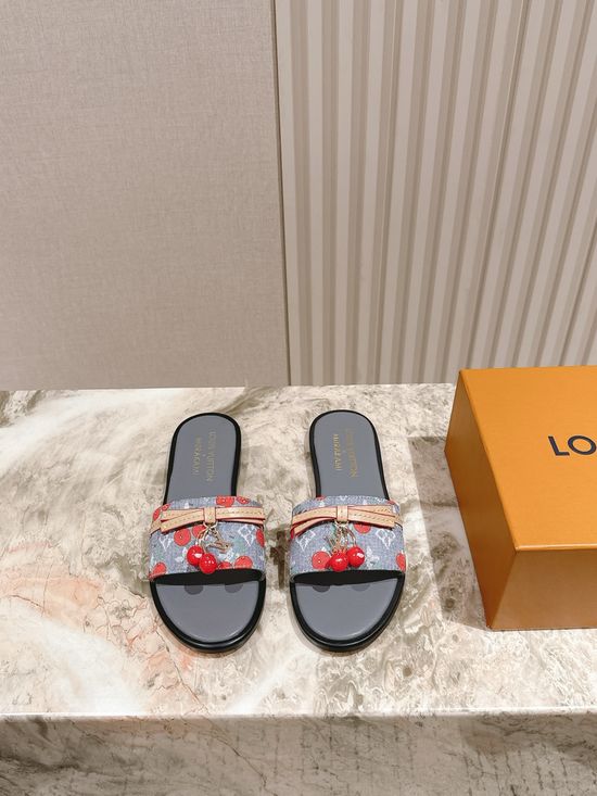 Louis Vuitton Printed Leather Comfortable Casual Flat Slides
