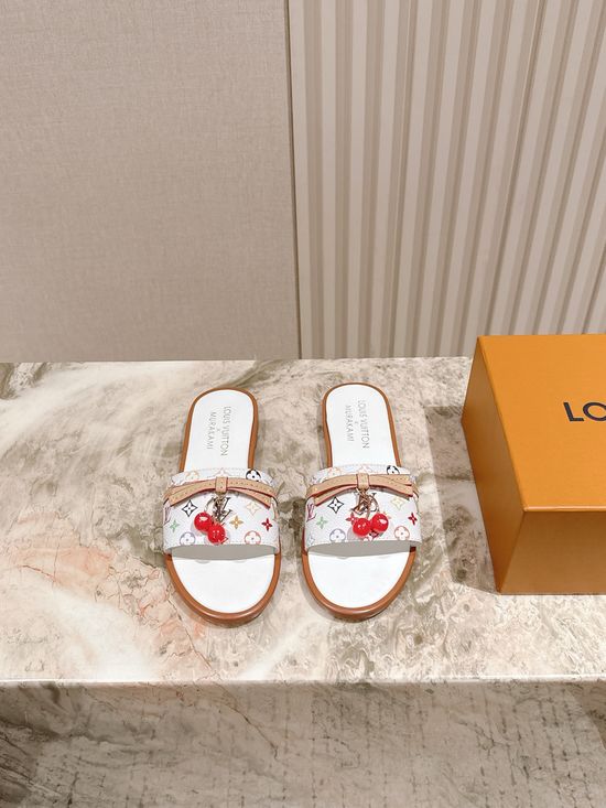 Louis Vuitton Printed Leather Comfortable Casual Flat Slides