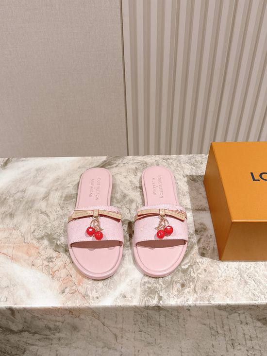 Louis Vuitton Printed Leather Comfortable Casual Flat Slides