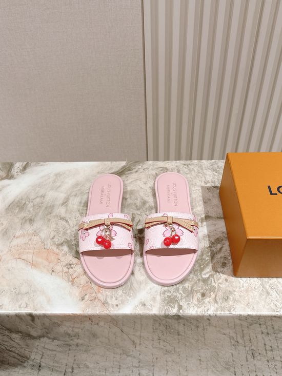 Louis Vuitton Printed Leather Comfortable Casual Flat Slides