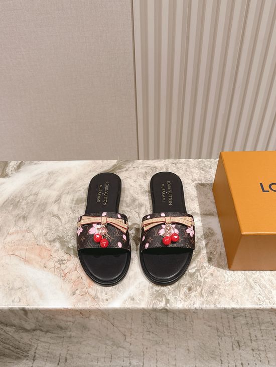 Louis Vuitton Printed Leather Comfortable Casual Flat Slides