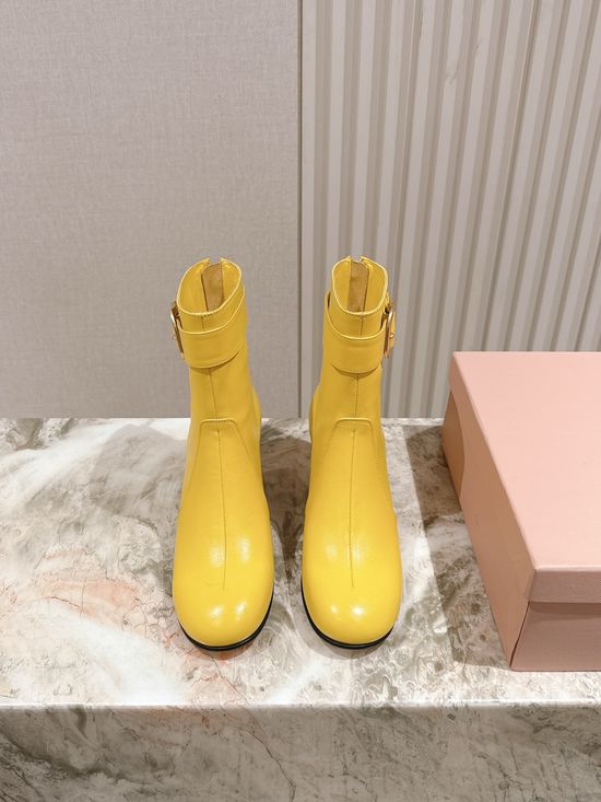 Miu Miu Genuine Leather Durable Sole Fashion Ankle Tall Boots