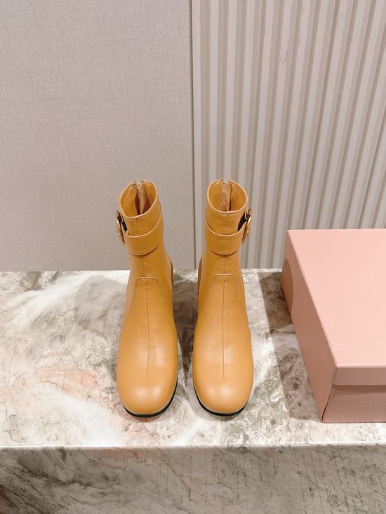Miu Miu Genuine Leather Durable Sole Fashion Ankle Tall Boots