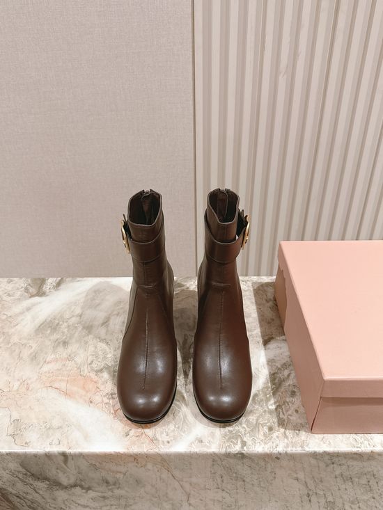 Miu Miu Genuine Leather Durable Sole Fashion Ankle Tall Boots