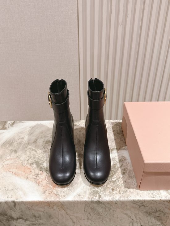 Miu Miu Genuine Leather Durable Sole Fashion Ankle Tall Boots