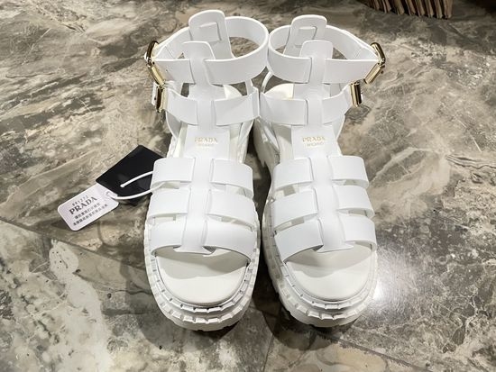Prada Genuine Leather Non Slip Platform Roman Sandals