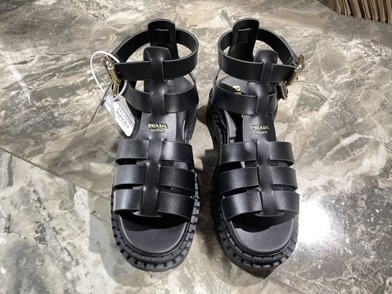 Prada Genuine Leather Non Slip Platform Roman Sandals