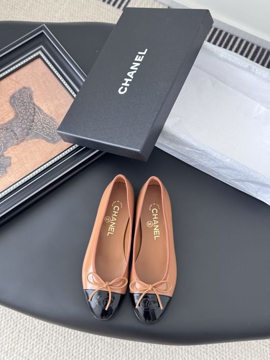 Chanel Classic Round Toe Low Heel Ballet Flats with Leather Sole