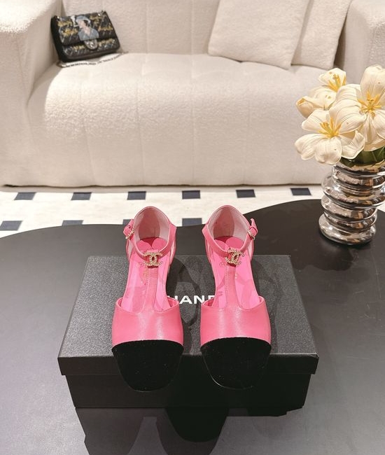 Chanel Elegant Pearl Heel Mary Jane Leather Shoes