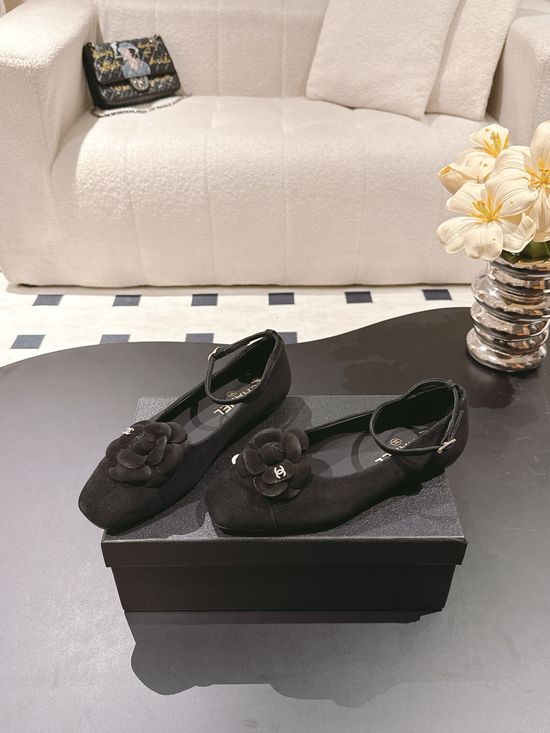 Chanel Camellia Decor Square Toe Flat Casual Sandals
