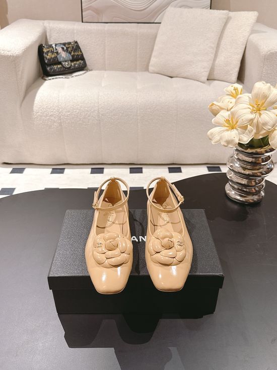 Chanel Camellia Decor Square Toe Flat Casual Sandals