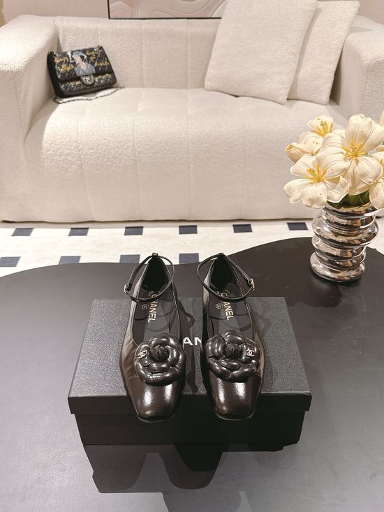 Chanel Camellia Decor Square Toe Flat Casual Sandals