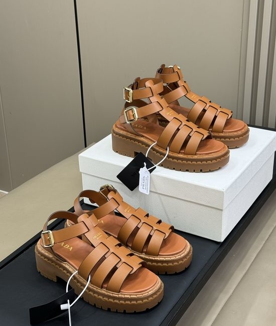 Prada Retro Roman Sandals Comfortable with Socks
