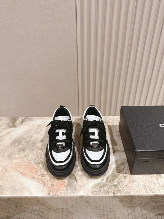 Chanel Two Tone Colorblock Casual Sneakers Thick Sole
