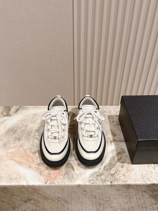 Chanel Two Tone Colorblock Casual Sneakers Thick Sole