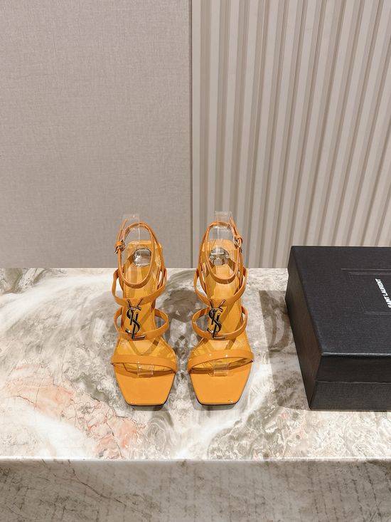 Yves Saint Laurent Patent Leather Stiletto Heel Square Toe Dress Shoes