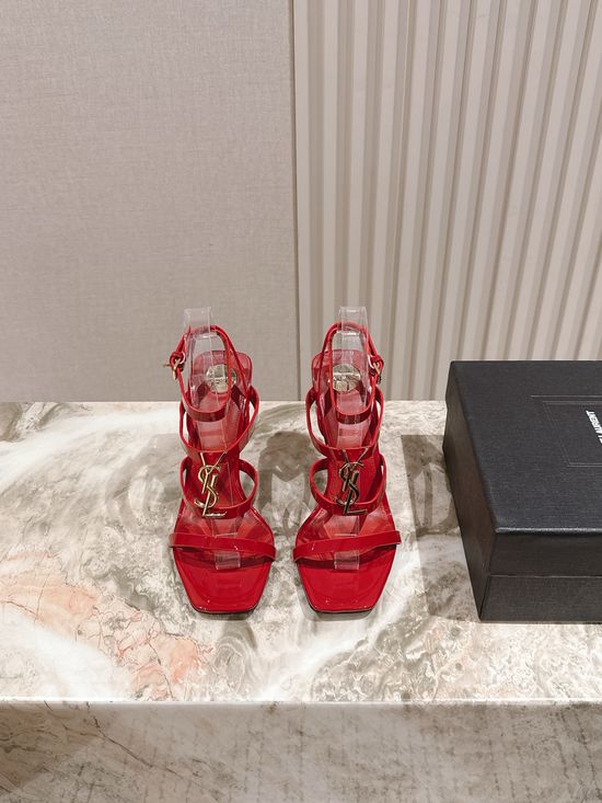 Yves Saint Laurent Patent Leather Stiletto Heel Square Toe Dress Shoes