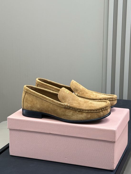 Miu Miu Suede Leather Loafers with Timeless Classic Design