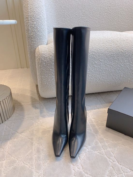 Yves Saint Laurent Chic High Heel Leather Knee High Boots