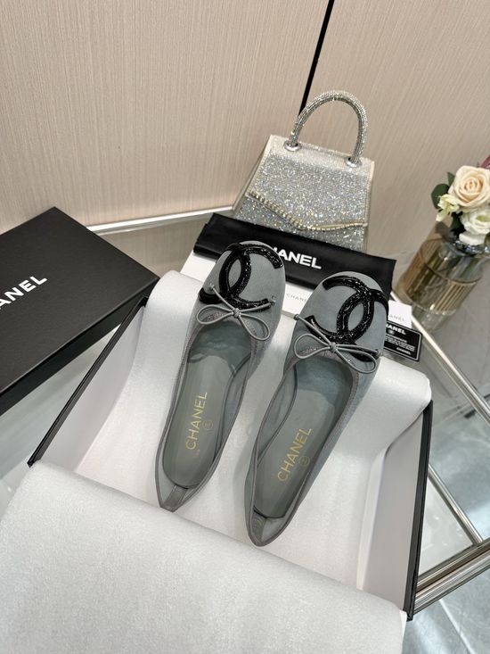 Chanel Genuine Leather Bow Decor Comfortable Ballet Mary Jane Shoes