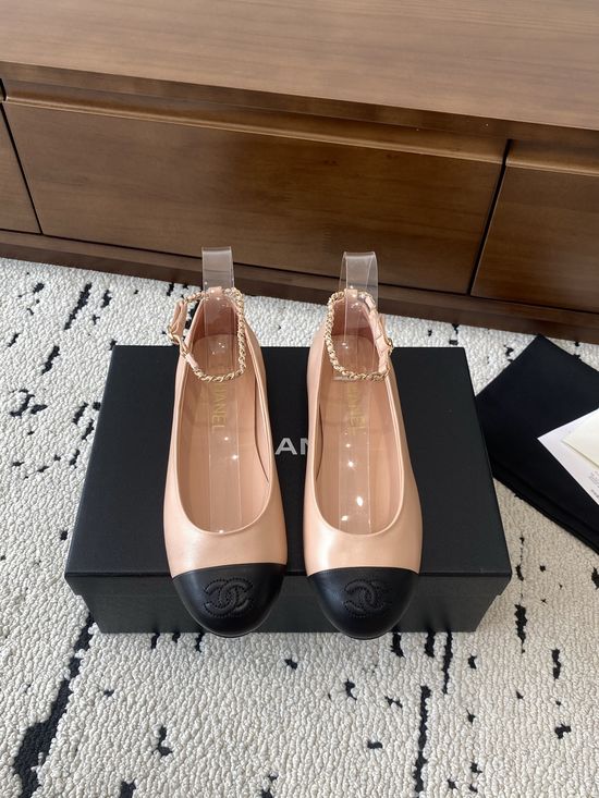 Chanel Leather Mary Jane Flats with Classic Chain Detail