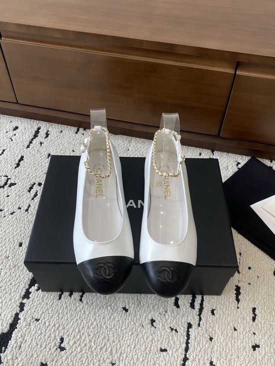 Chanel Leather Mary Jane Flats with Classic Chain Detail