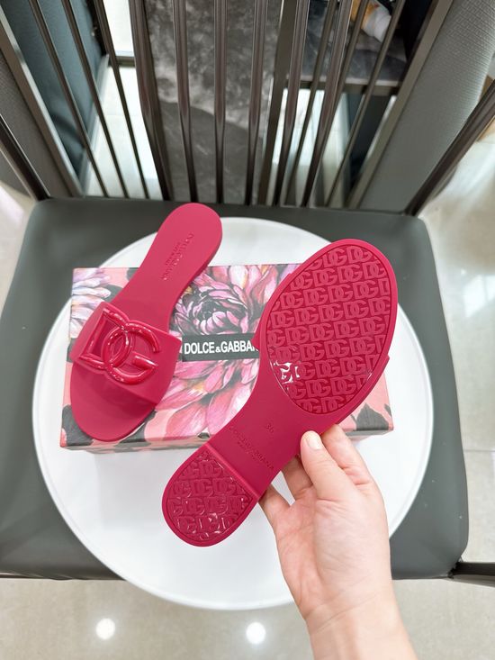 Dolce & Gabbana Glossy TPU 3D Logo Flat Slippers Premium Quality