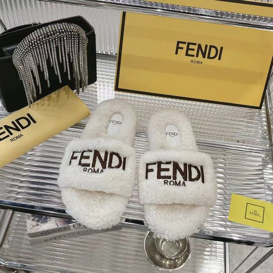 Fendi Embroidered Plush Non Slip Casual Slides