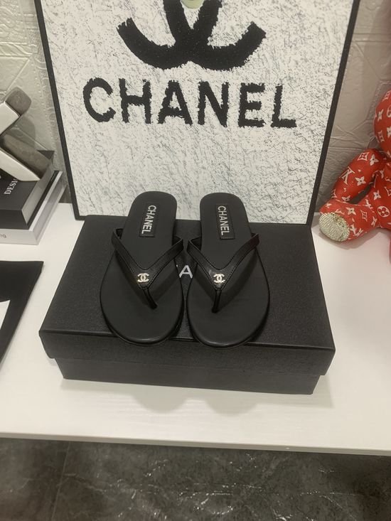 Chanel Premium Flip Flops Soft Sheepskin Upper Leather Sole