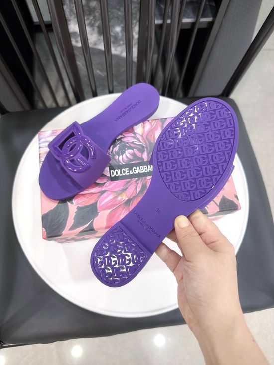 Dolce & Gabbana Glossy TPU 3D Logo Flat Slippers Premium Quality