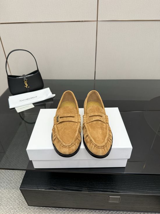 Yves Saint Laurent Classic Small Logo Mule Loafers Almond Toe Leather Footwear
