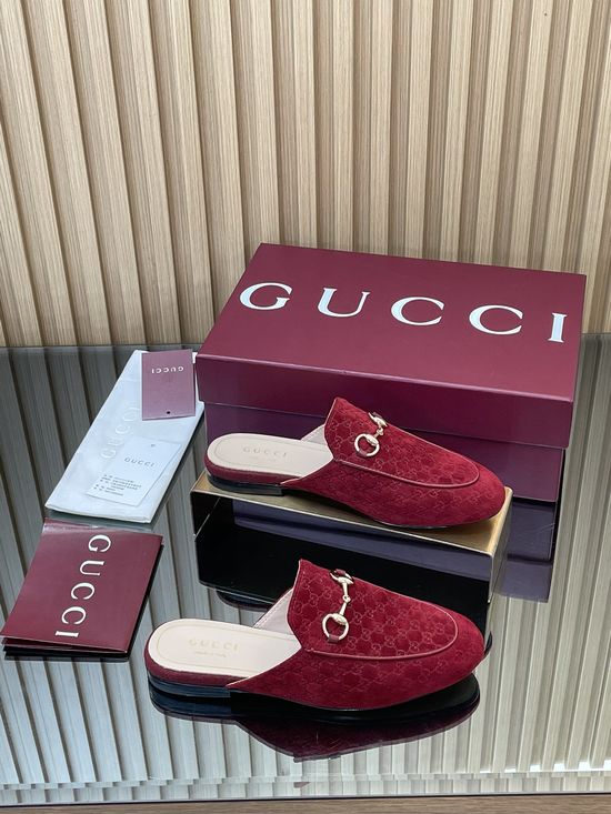 Gucci Embossed Pattern Suede Loafers with Horsebit Hardware