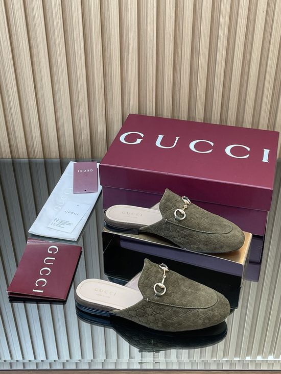 Gucci Embossed Pattern Suede Loafers with Horsebit Hardware