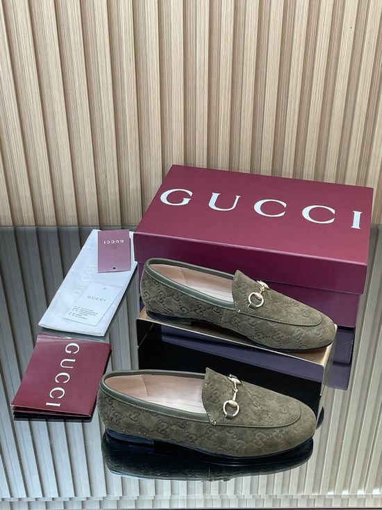 Gucci Embossed Suede Loafer Shoes Soft Elegant Classic Daily Footwear