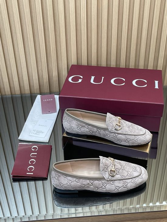 Gucci Embossed Suede Loafer Shoes Soft Elegant Classic Daily Footwear