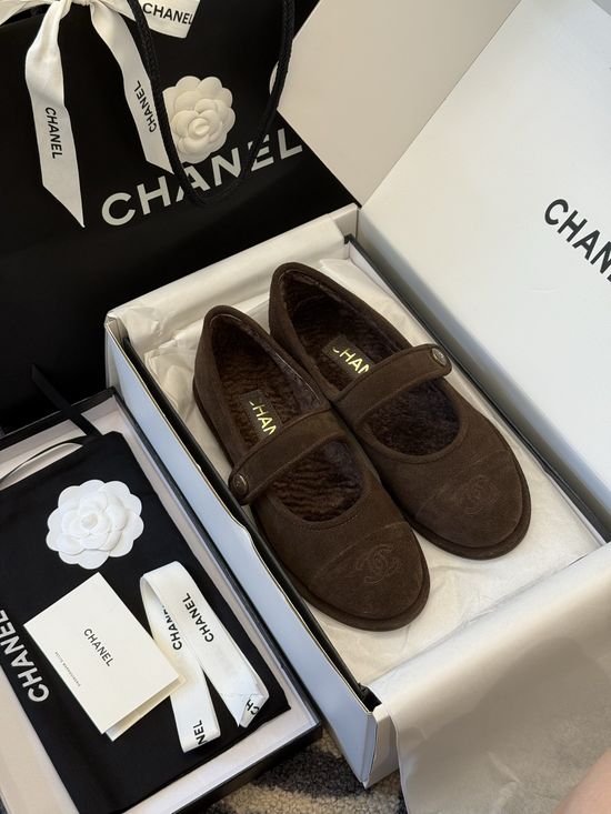 Chanel Suede Upper Mary Jane Shoes Soft Leather Sole