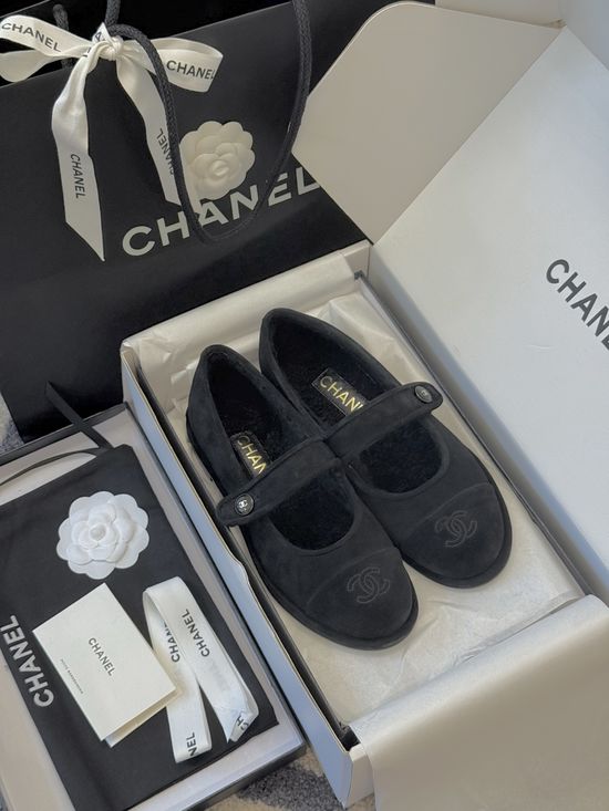 Chanel Suede Upper Mary Jane Shoes Soft Leather Sole