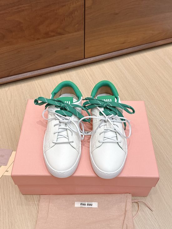 Miu Miu Genuine Leather Upper Soft Lined Casual White Shoes