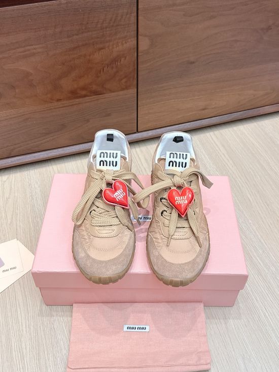 Miu Miu Suede Fabric Thick Sole Comfortable Casual Sneakers