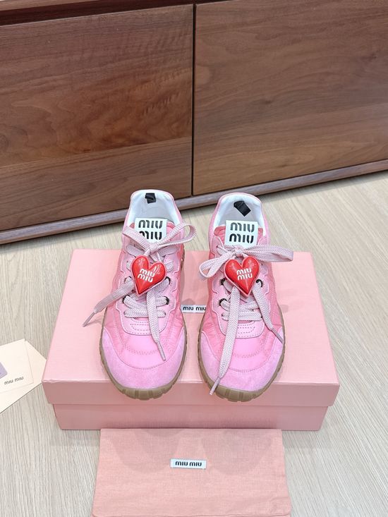 Miu Miu Suede Fabric Thick Sole Comfortable Casual Sneakers