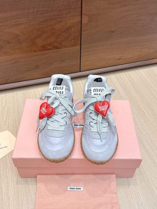 Miu Miu Suede Fabric Thick Sole Comfortable Casual Sneakers