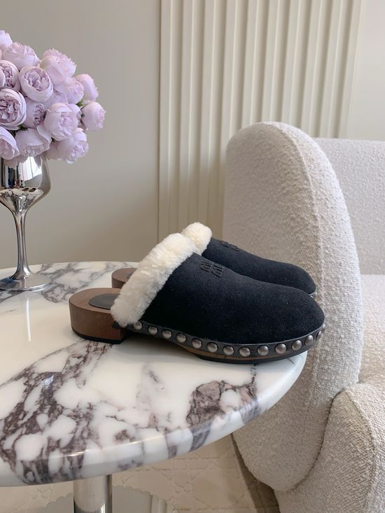 Miu Miu Chic Suede Wool Slippers with Elegant Design