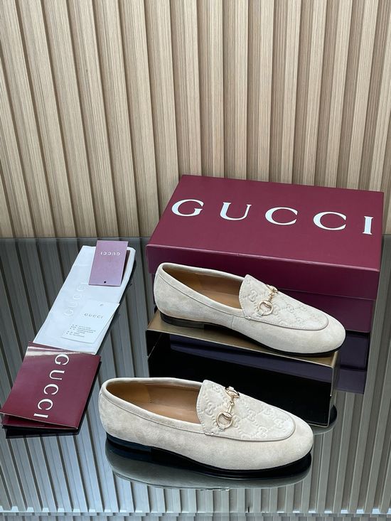 Gucci Embossed Suede Loafer Shoes Soft Elegant Classic Daily Footwear