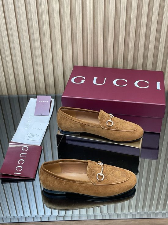 Gucci Embossed Suede Loafer Shoes Soft Elegant Classic Daily Footwear