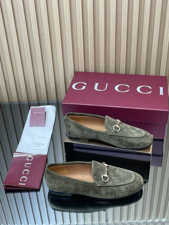 Gucci Embossed Suede Loafer Shoes Soft Elegant Classic Daily Footwear