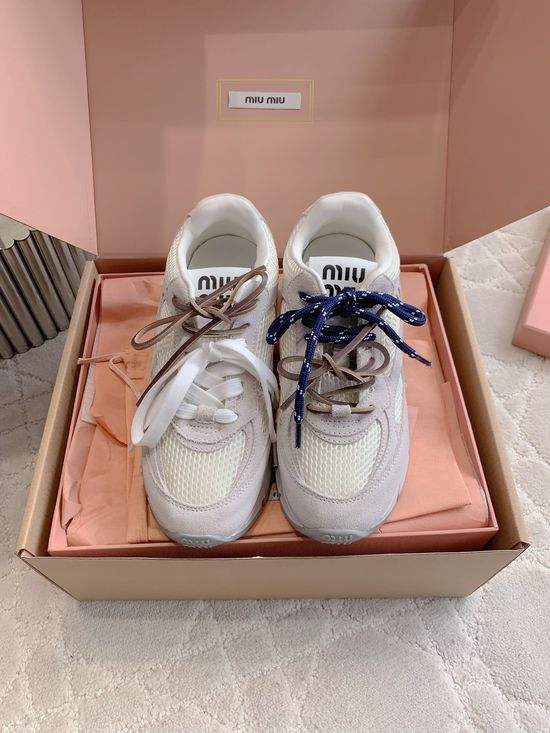 Miu Miu Vintage Distressed Dad Shoes with Thick Soles