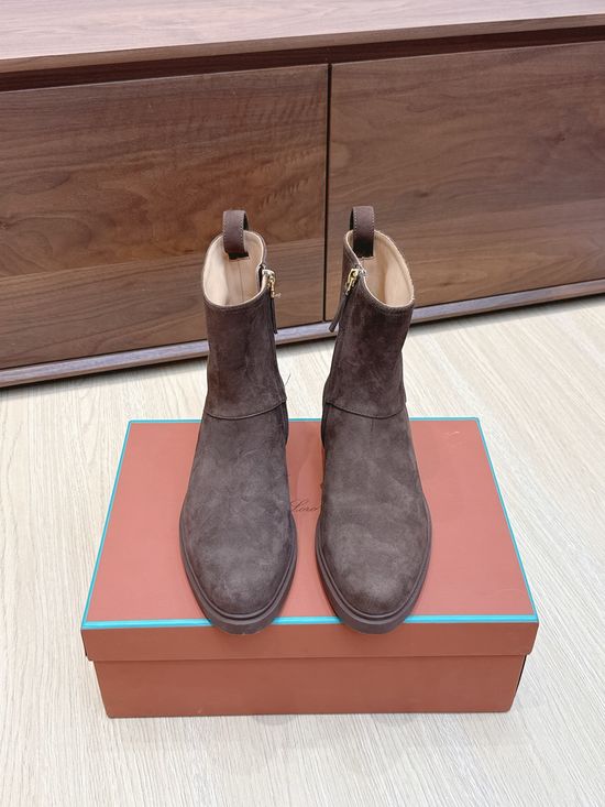 Loro Piana Minimalist Leather Side Zip Flat Ankle Boots