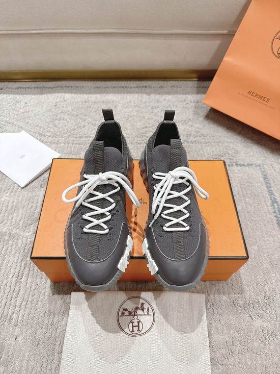 Hermes Suede Canvas Sneakers Soft Lining Lightweight Non-slip Casual Shoes