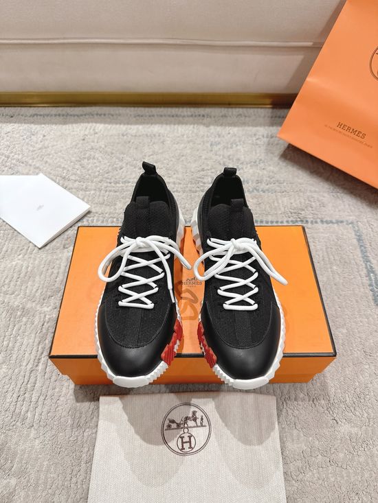 Hermes Suede Canvas Sneakers Soft Lining Lightweight Non-slip Casual Shoes